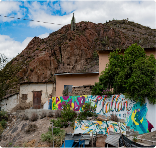 Mural comunitario pintado por los becarios de Coloriza
